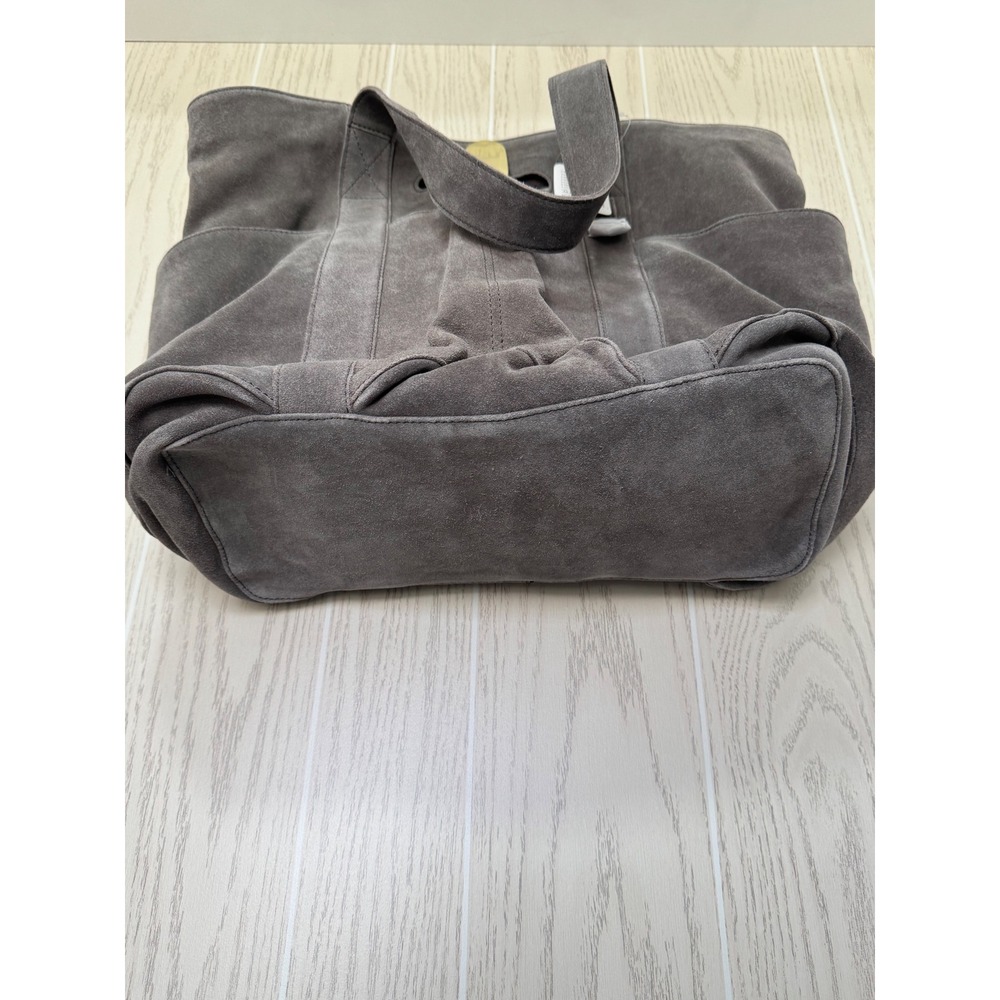 Free People Suede Caravan Large Tote Bag Carbon Charcoal Gray NWT - Picture 9 of 9